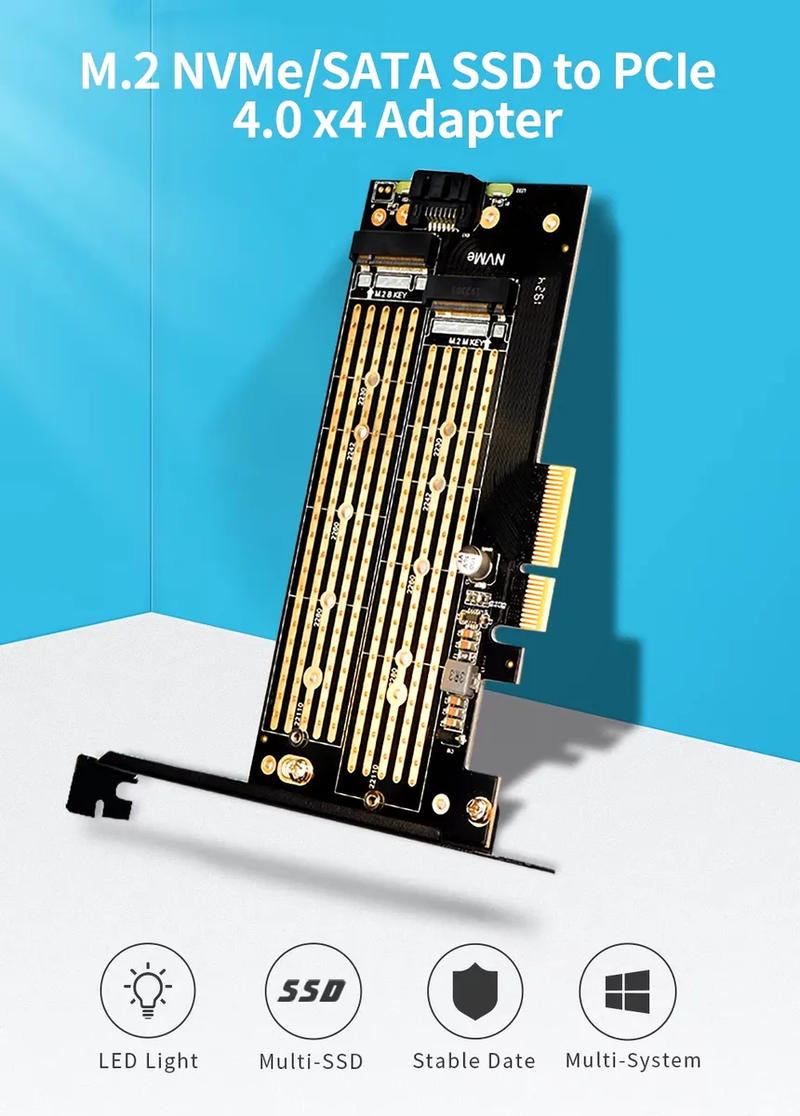 Adaptador SSD M.2 NVME Para PCI Express x4 x8 x16