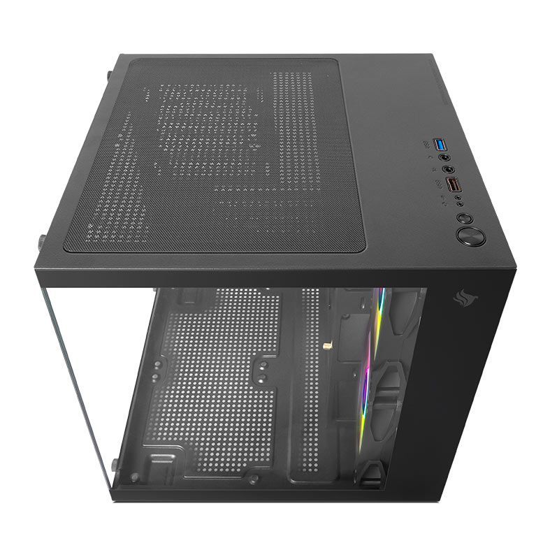 Gabinete Gamer Atom X, Lateral de Vidro, Com 2 Fans, Preto, PG-ATOMX-BK