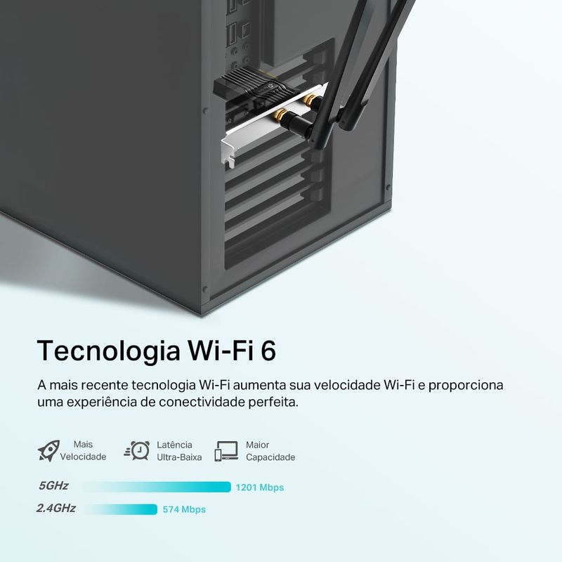 Placa de Rede Wireless TP-Link  Archer TX20E Dual Band, Bluetooth 5.2, AC1800 PCI-e