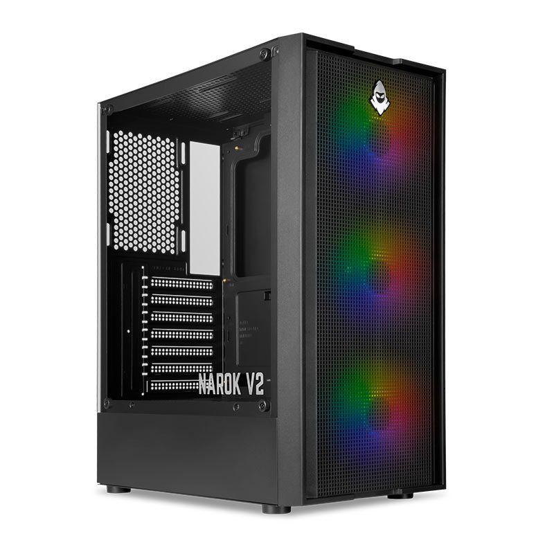 Gabinete Gamer Mancer Narok V2, Rainbow, Lateral de Vidro, Com 3 Fans, Preto, MCR-NRK-V2