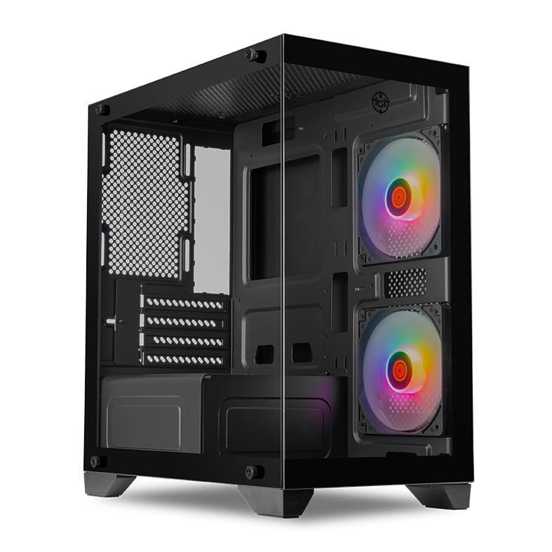 Gabinete Gamer TGT Gladiator, Rainbow, Lateral de Vidro, Com 2 Fans, Preto, TGT-GLD-BK