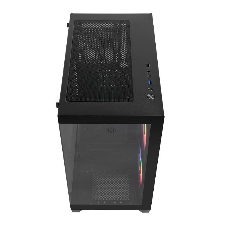 Gabinete Gamer TGT Gladiator, Rainbow, Lateral de Vidro, Com 2 Fans, Preto, TGT-GLD-BK