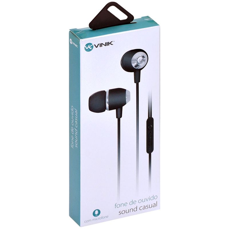 Fone de Ouvido Vinik Sound Casual c/ Microfone Preto