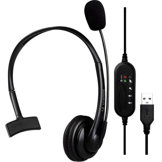 Headset Fortrek Office FK 731A USB Preto
