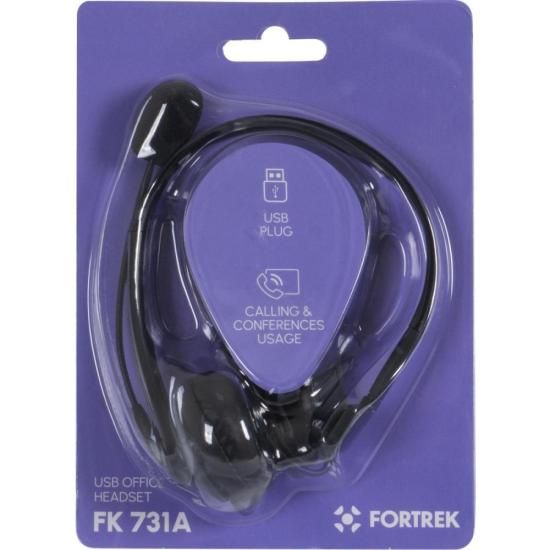 Headset Fortrek Office FK 731A USB Preto
