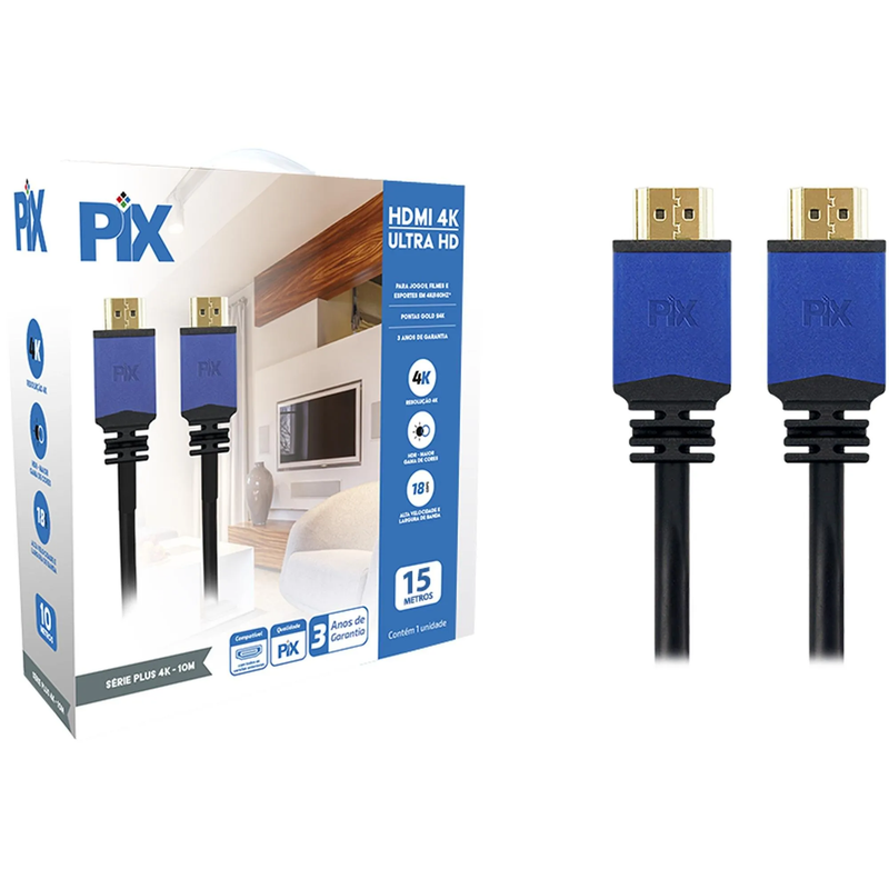 Cabo HDMI PIX 2.0 4K com Filtro 15M 