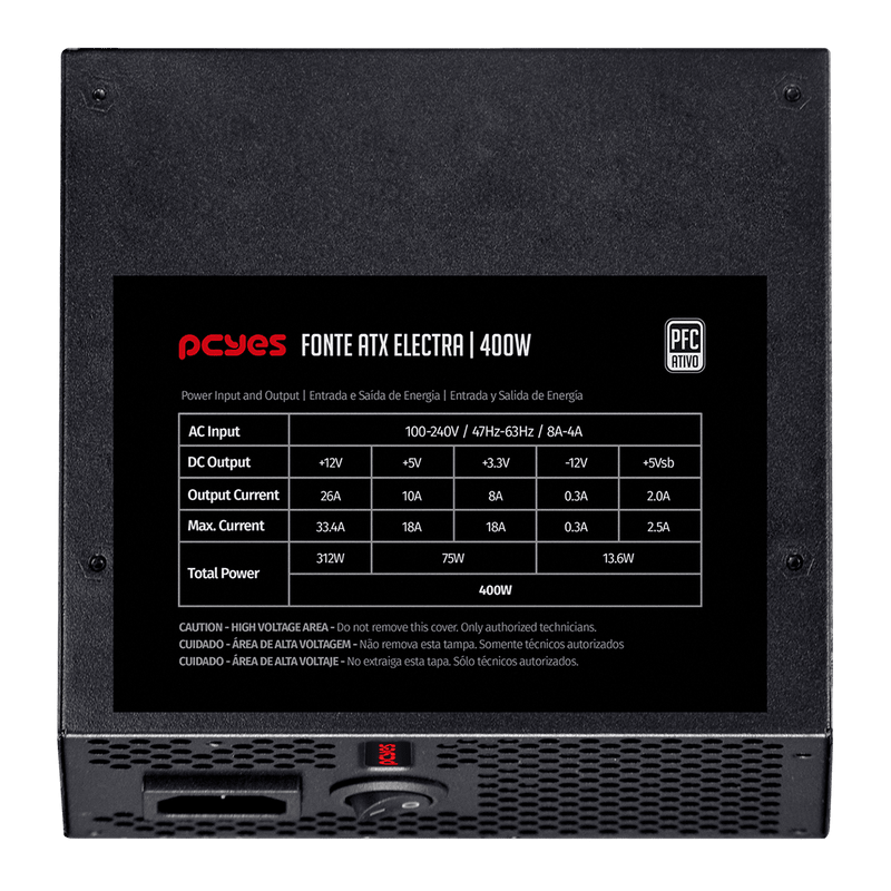 Fonte PCYES Electra 400W PFC Ativo - ELEC400W