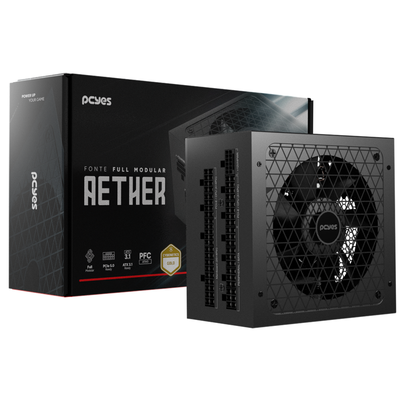 Fonte PCYES Aether 850W Full Modular 80 Plus Gold, PCI-e 5.0, 850WFMG