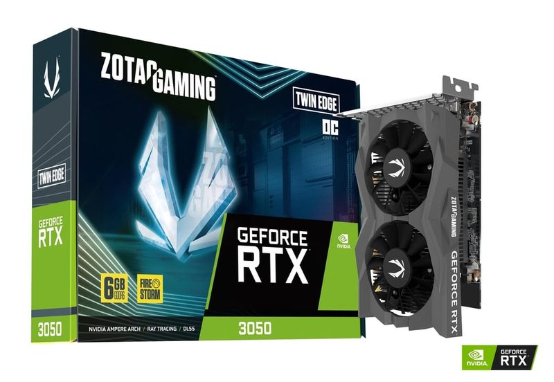 Placa de Video Zotac RTX 3050 6GB Twin Edge OC GDDR6 ZT-A30510H-10L