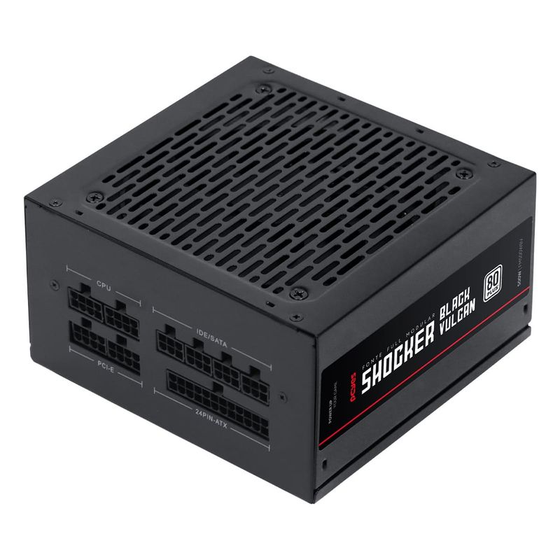 Fonte PCYES Shocker 500W Black Vulcan Full Modular 80 Plus - FM500WBV