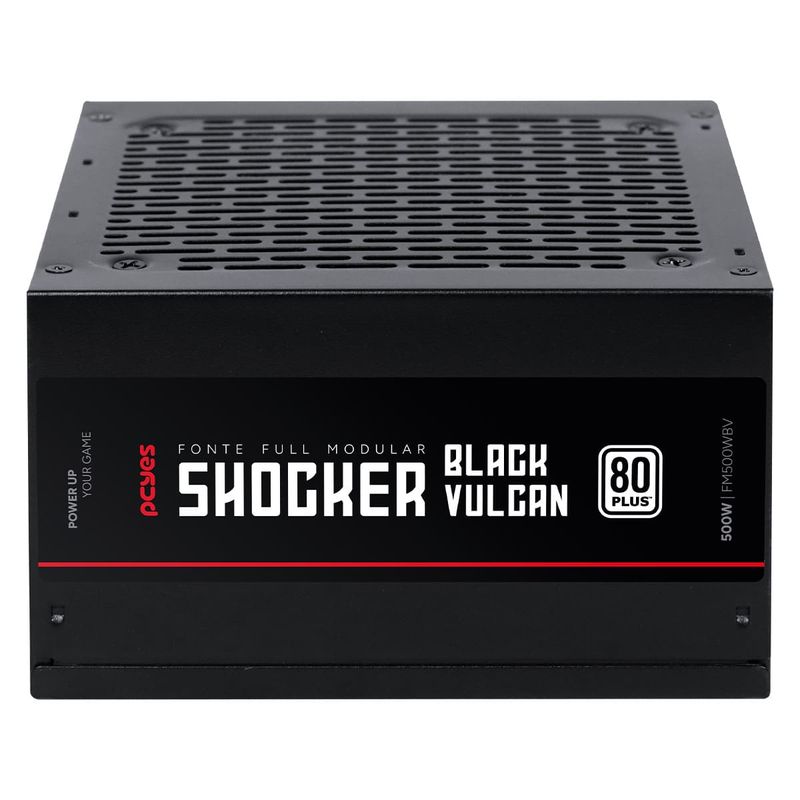 Fonte PCYES Shocker 500W Black Vulcan Full Modular 80 Plus - FM500WBV