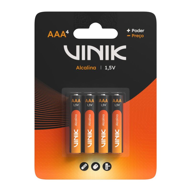 Pilha Alcalina Vinik AAA 1.5V. 4 Unidades - VP3AB4A
