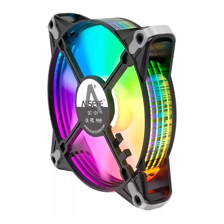 Cooler para Gabinete Alseye FB120, Rainbow, 120mm, Preto, FB120-BLACK