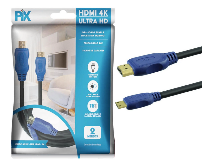 Cabo Mini HDMI para HDMI 2.0 4K 2M PIX