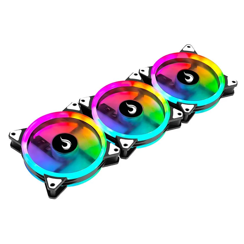 Kit com 3 Fans Rise Mode Energy, 120mm, ARGB, Preto - FN-02-RGB-5V