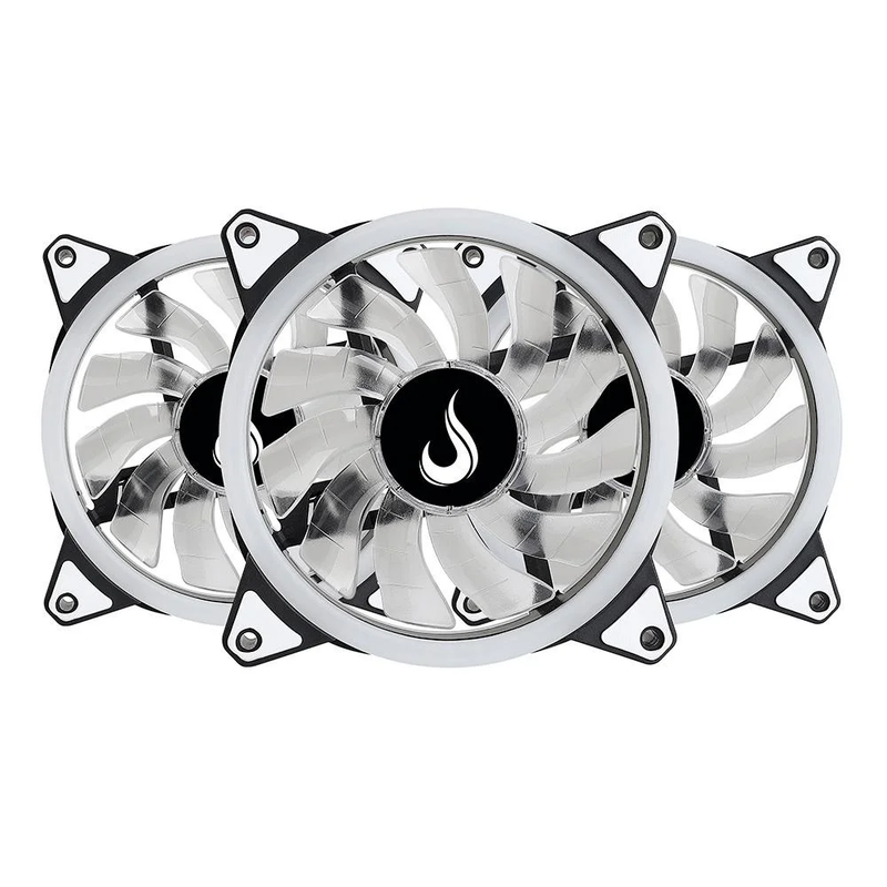 Kit com 3 Fans Rise Mode Energy, 120mm, ARGB, Preto - FN-02-RGB-5V