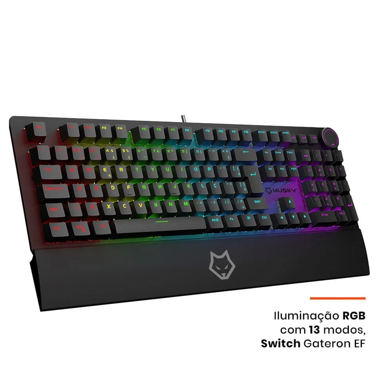 Teclado Mecânico Gamer Husky Anchorage, RGB, Switch Gateron EF Brown - HTG200PTMA