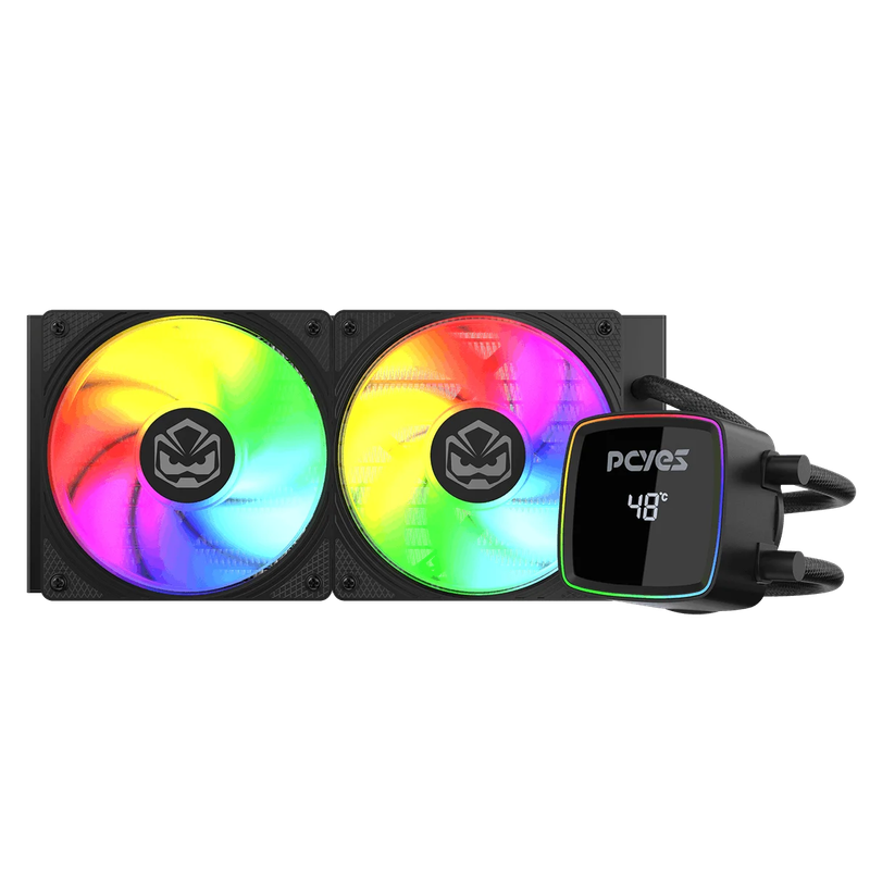 Water Cooler PCYES Duley 240mm Black Vulcan ARGB com Display - TDP 285W - WCDLY240