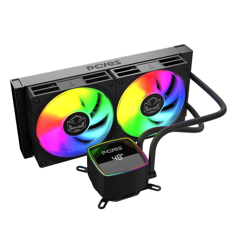 Water Cooler PCYES Duley 240mm Black Vulcan ARGB com Display - TDP 285W - WCDLY240