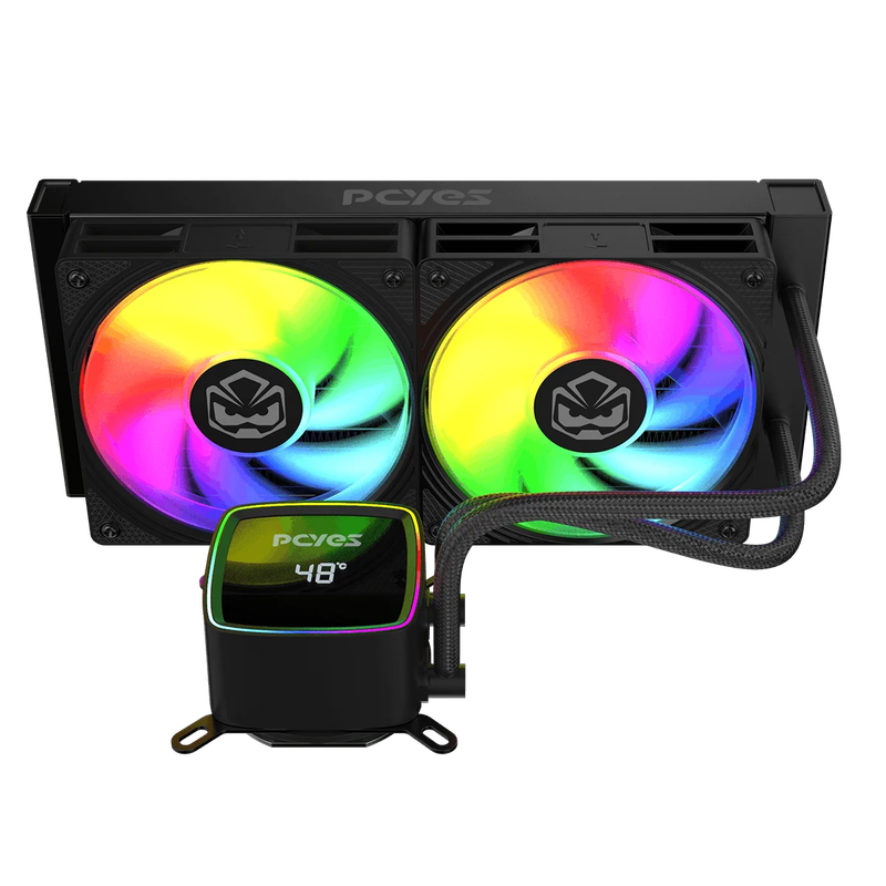 Water Cooler PCYES Duley 240mm Black Vulcan ARGB com Display - TDP 285W - WCDLY240
