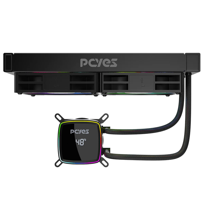 Water Cooler PCYES Duley 240mm Black Vulcan ARGB com Display - TDP 285W - WCDLY240
