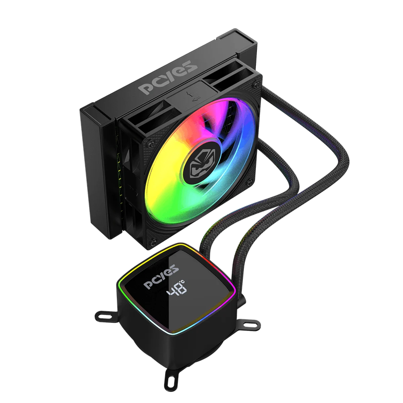 Water Cooler PCYES Duley 120mm Black Vulcan ARGB com Display - TDP 200W - WCDLY120