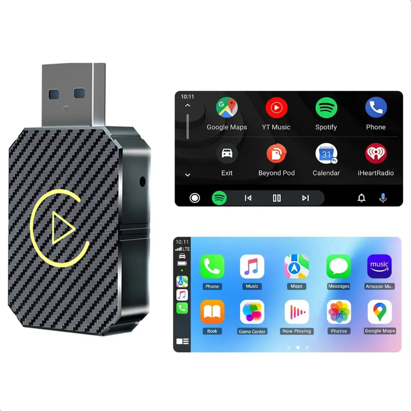 Adaptador USB Carplay e Android Auto Sem Fio, 2 Em 1 Conversor Automático