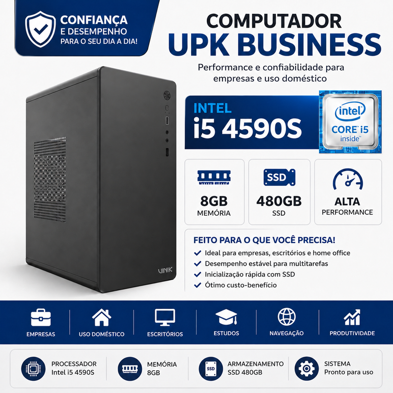 Computador UPK Business INTEL i5 4590S, Memoria 8GB, SSD 480GB