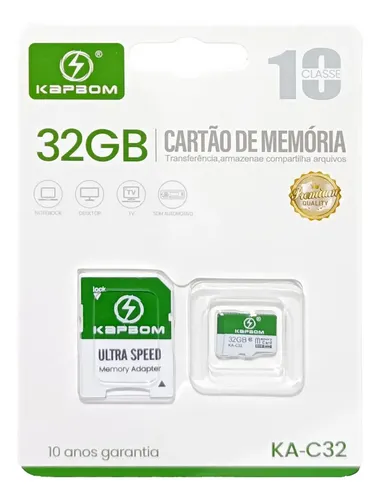 Cartão Memória Kapbom Micro SD 32GB Classe 10 - KA-C32