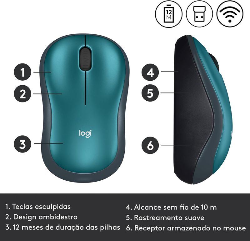 Mouse Logitech Wireless M185 Azul