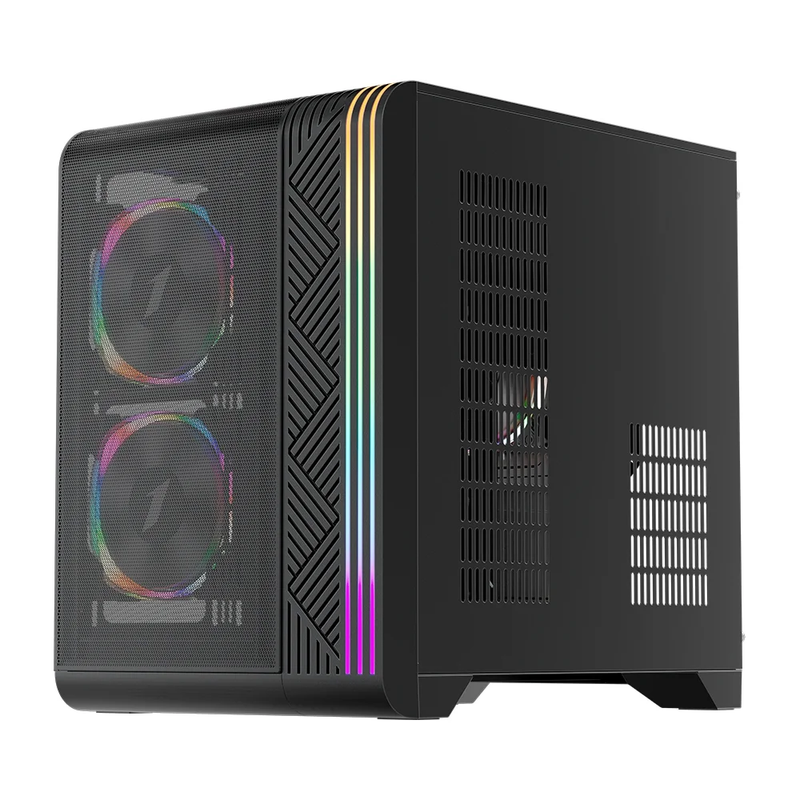 Gabinete Gamer 1STPLAYER VT5, RGB, Lateral em Vidro Temperado, 3 Fans, Preto - VT5-BK-3FS7
