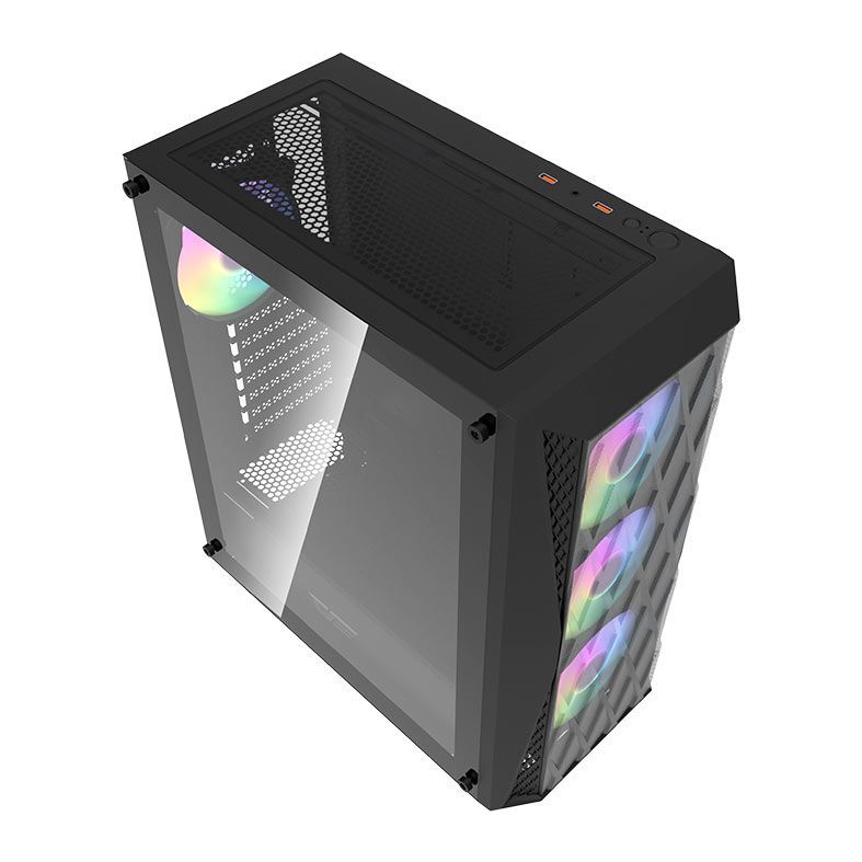 Gabinete Gamer Aigo Darkflash DK352, ARGB, Lateral de Vidro, 4 Fans, DK352-MESH-4F