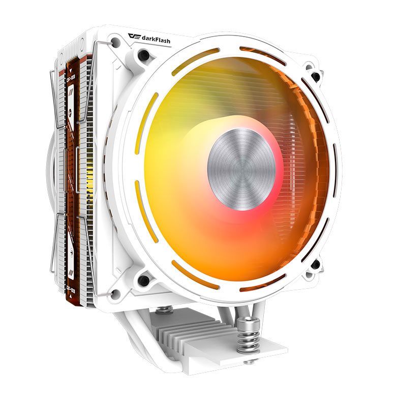 Cooler para Processador Aigo DarkFlash E400, ARGB, 2x120mm, Branco, E400-DUAL-WH