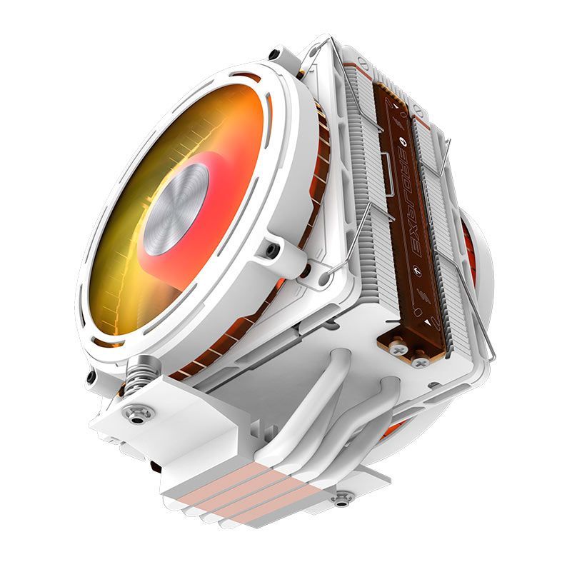 Cooler para Processador Aigo DarkFlash E400, ARGB, 2x120mm, Branco, E400-DUAL-WH