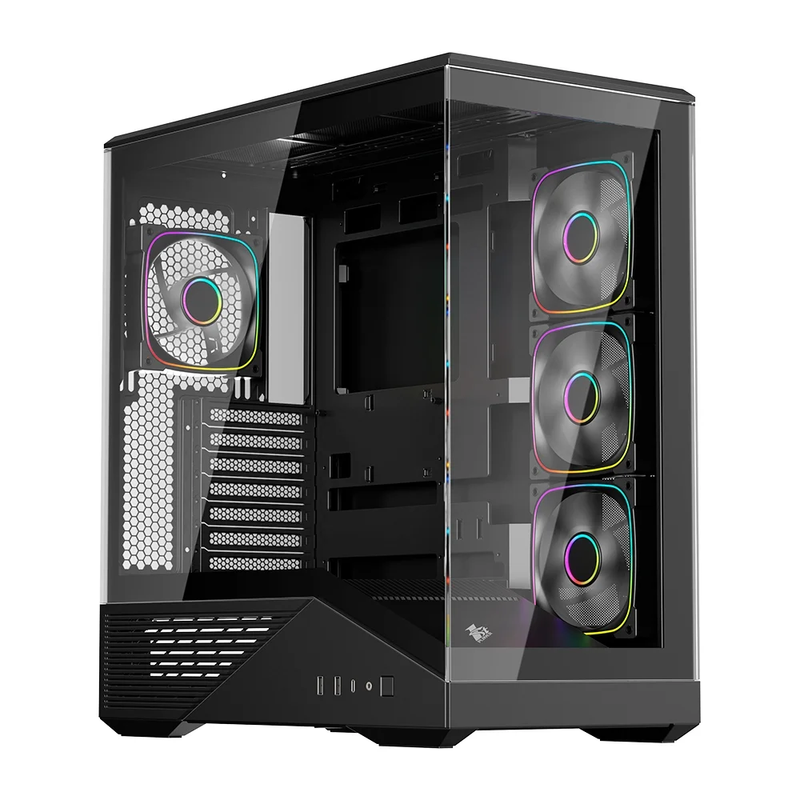 Gabinete Gamer 1STPLAYER GM7, RGB, Lateral em Vidro Temperado, 4 Fans, GM7-BK-3FN7R-1FN7
