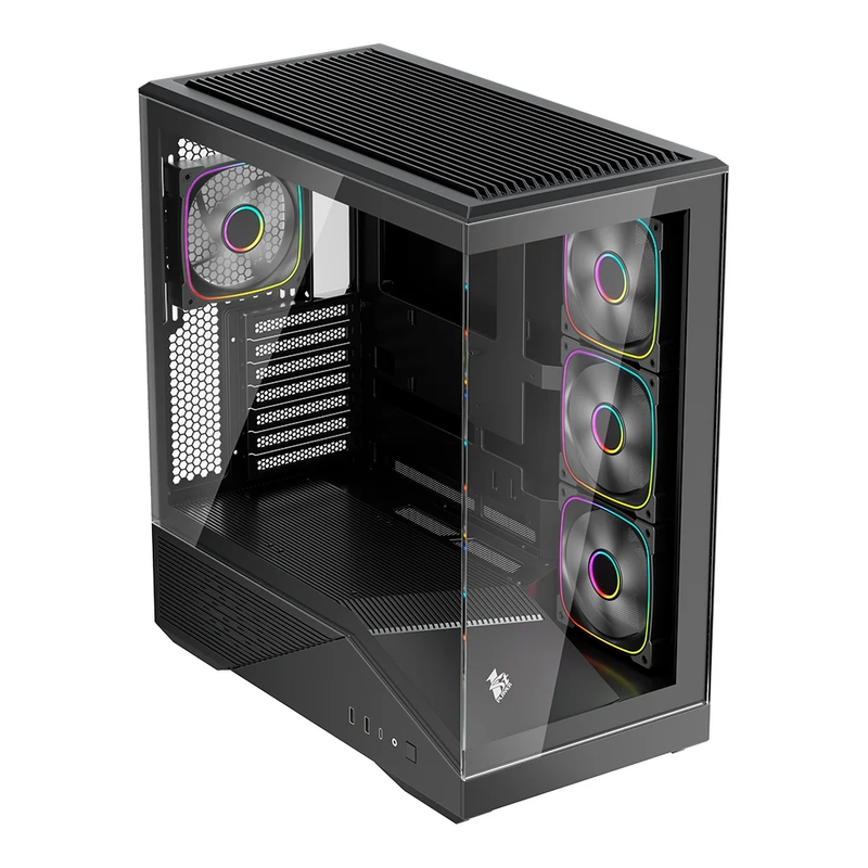 Gabinete Gamer 1STPLAYER GM7, RGB, Lateral em Vidro Temperado, 4 Fans, GM7-BK-3FN7R-1FN7