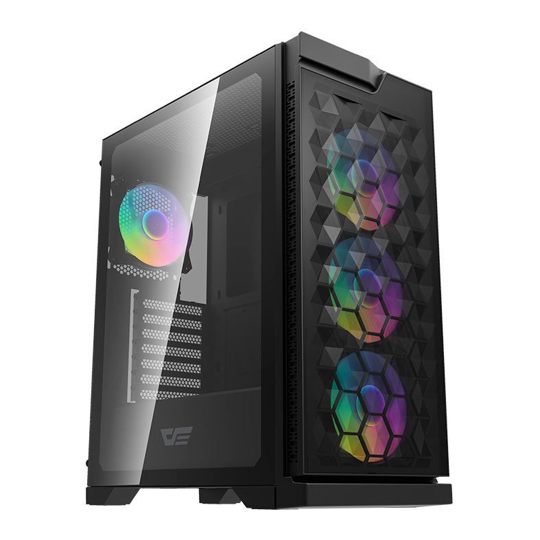 Gabinete Gamer Aigo Darkflash DK361, ARGB, Lateral de Vidro, Com 4 Fans, DK361-BK