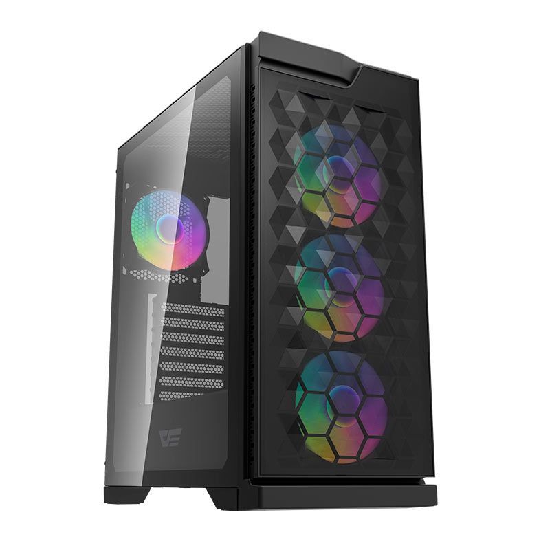 Gabinete Gamer Aigo Darkflash DK361, ARGB, Lateral de Vidro, Com 4 Fans, DK361-BK