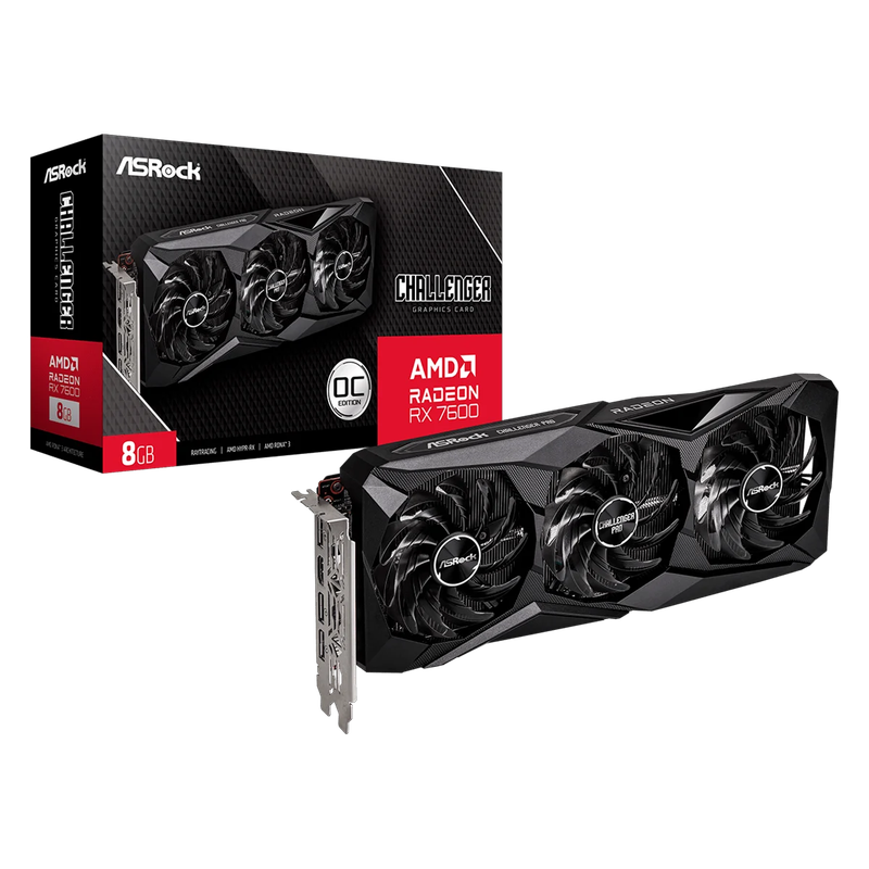 Placa de Video AMD Radeon AsRock  RX 7600 Challenger Pro OC 8GB GDDR6 128Bits 90-GA62ZZ-00UANF