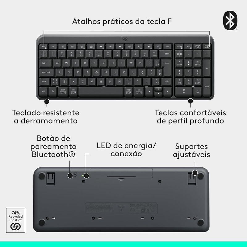 Teclado e Mouse Logitech Wireless/Bluetooth MK250, 920-013516