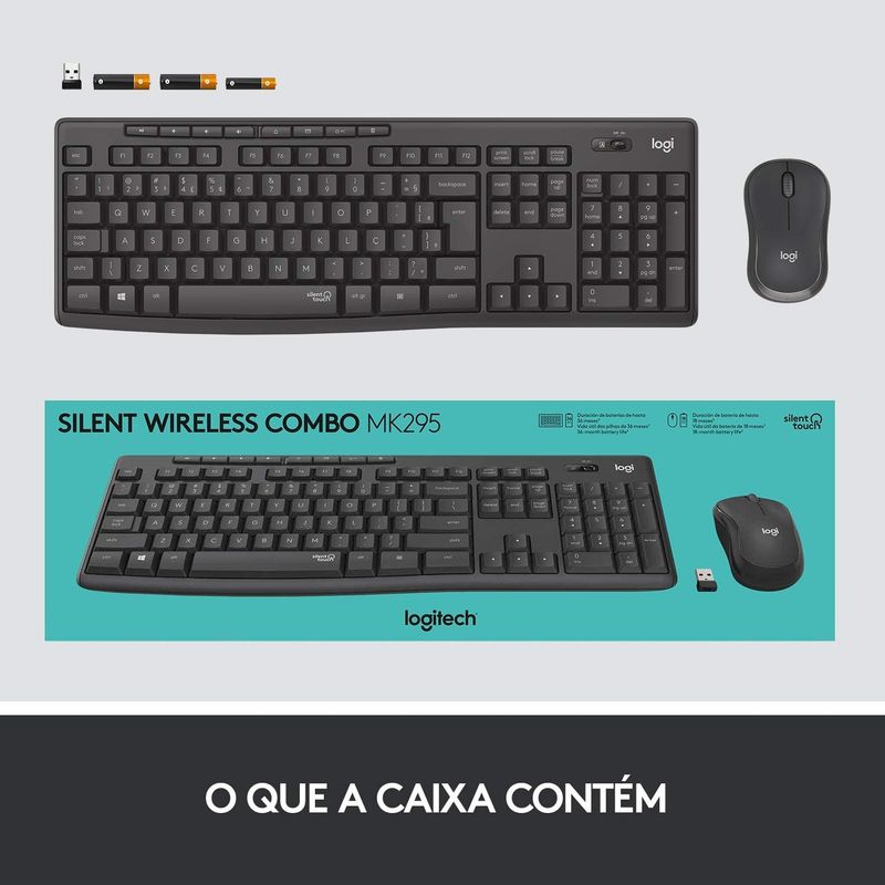 Teclado e Mouse Logitech Wireless MK295 Silent
