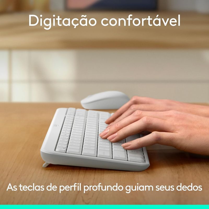Teclado e Mouse Logitech Wireless/Bluetooth MK250 Branco, 920-013516