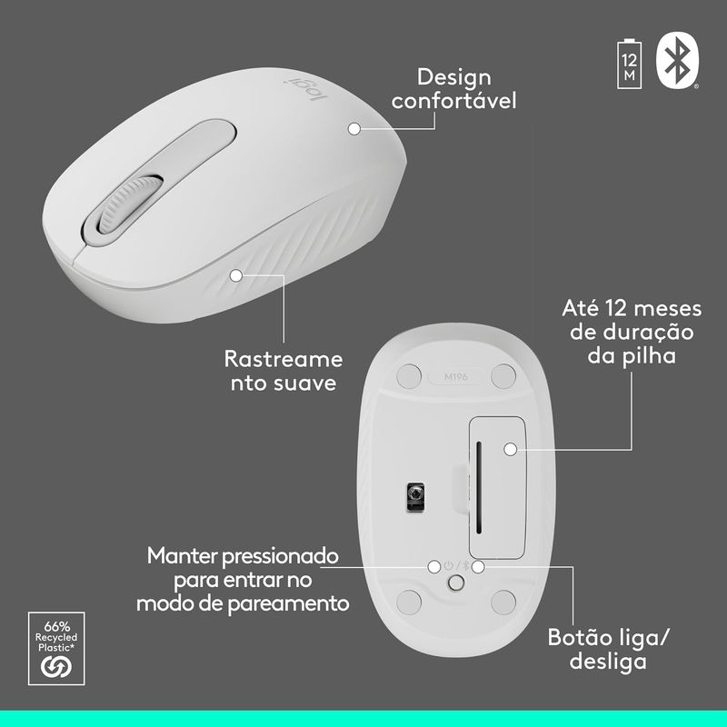 Teclado e Mouse Logitech Wireless/Bluetooth MK250 Branco, 920-013516