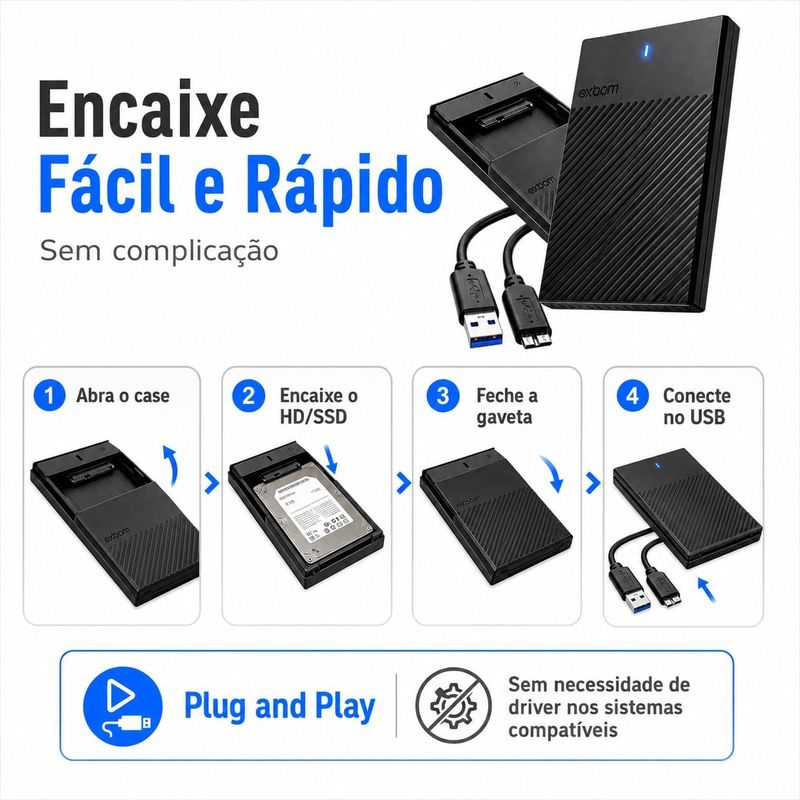 Gaveta Externa HD Exbom 2,5