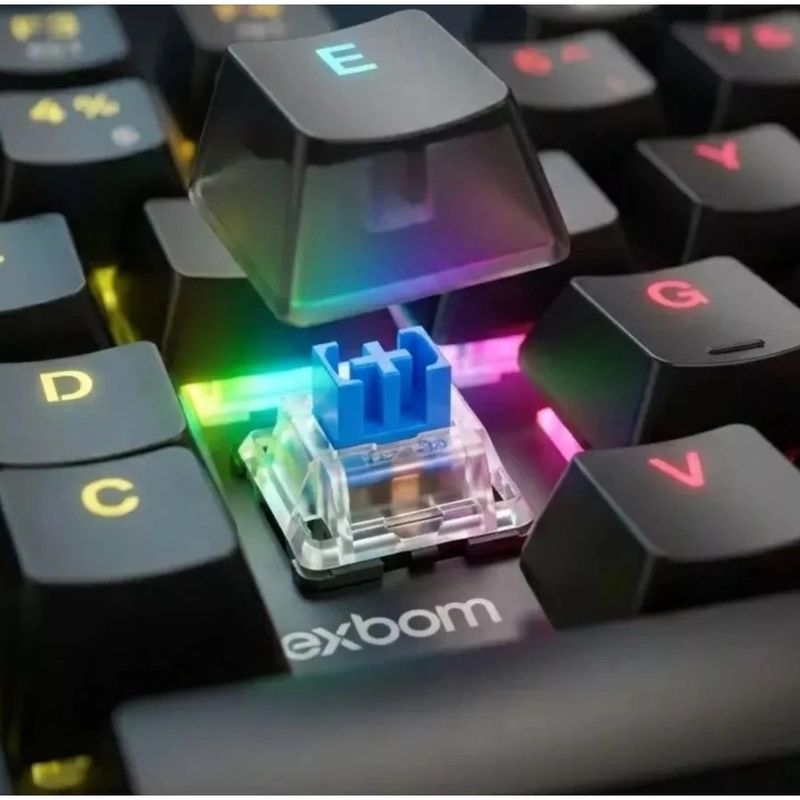 Teclado Gamer Mecânico Exbom BK-G500 RGB, Switch Azul