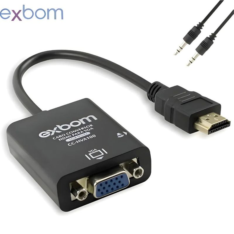 Adaptador HDMI Macho para VGA Fêmea, Exbom