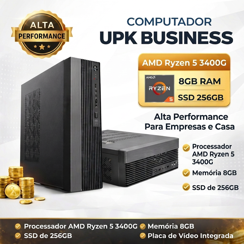 Computador UPK Business Slim AMD Ryzen 5 3400G, Memoria 8GB DDR4, SSD 256GB