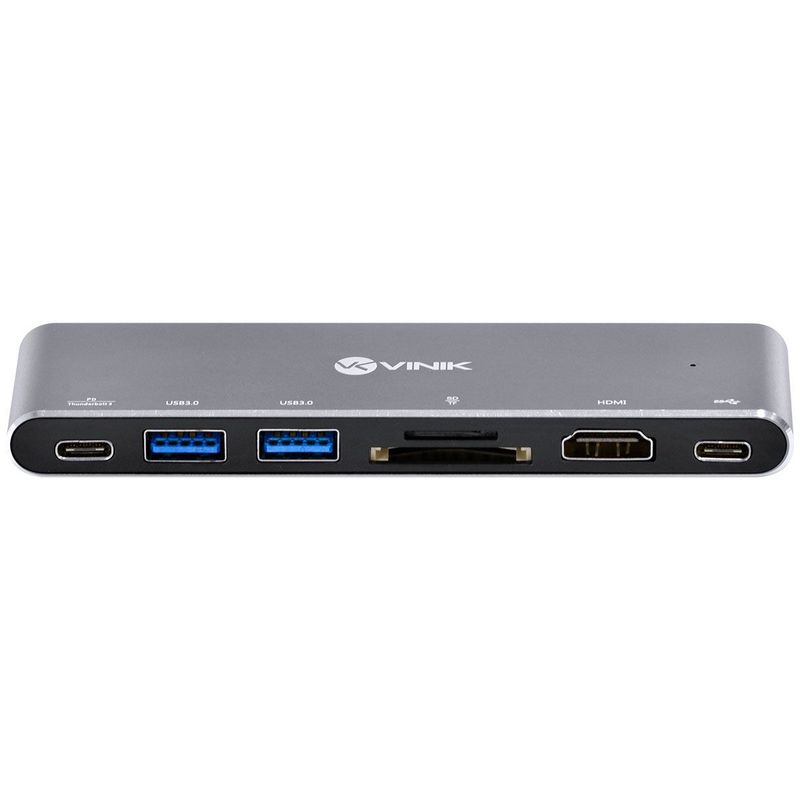 HUB USB Tipo C,  7 em 2 - 2x USB 3.0 + Leitor Cartão SD TF + HDMI + Thunderbolt 3 + Power Delivery 100W - HC-72