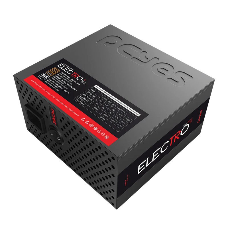 Fonte PCYES Electro V2 550W Black Vulcan 80 Plus Bronze - ELECV2PTO550W