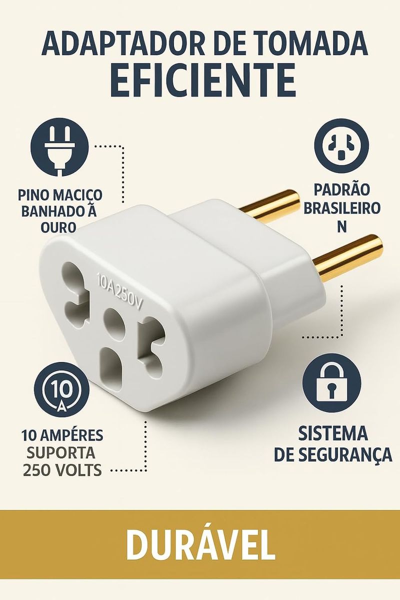 Adaptador de Tomada Benjamin 10a/20a 250v